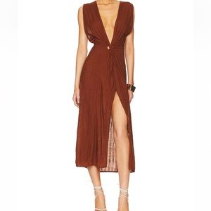 Revolve L*Space | Brown Deep Plunge Maxi Dress